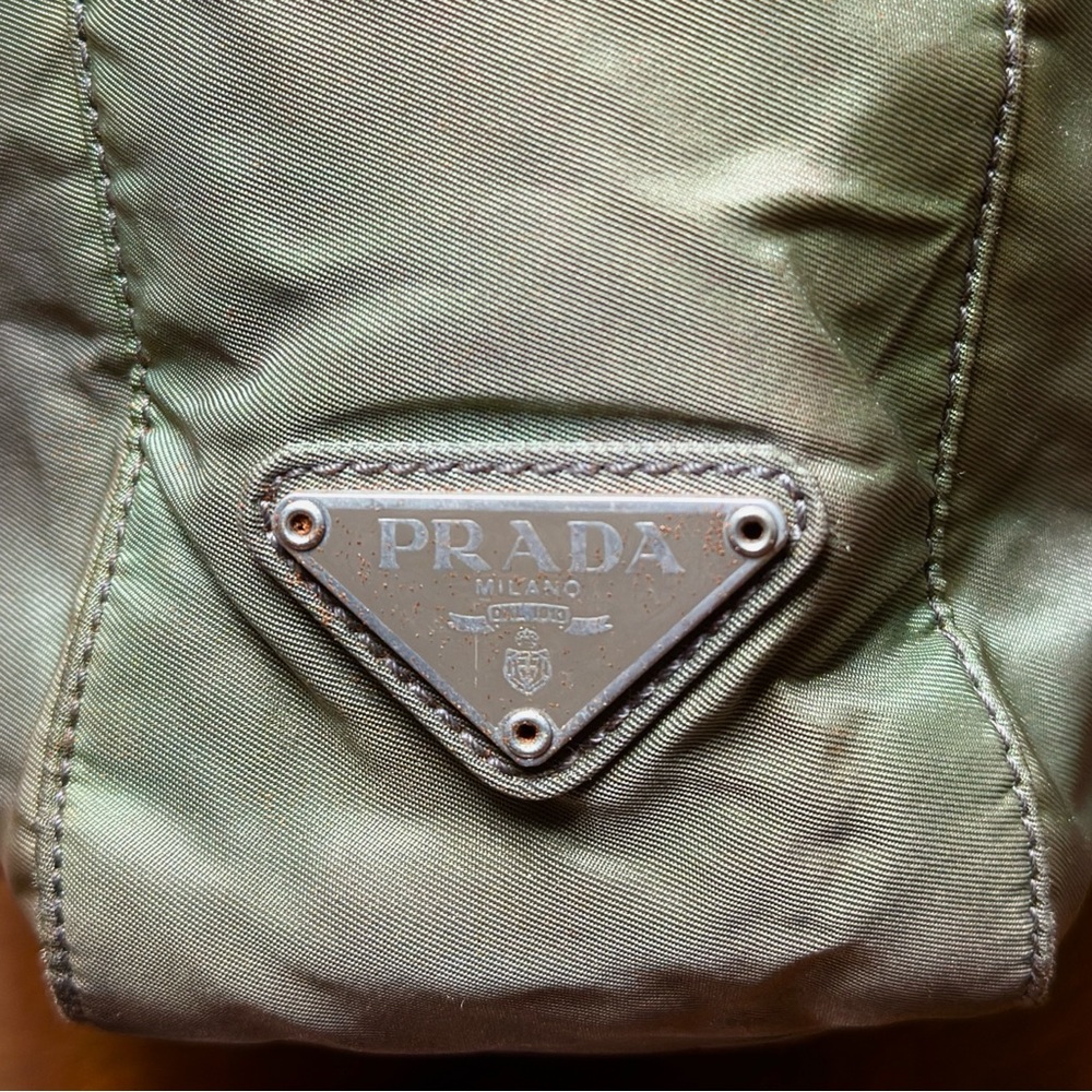 Authentic Prada Green Nylon Geometric Handbag. - image 6